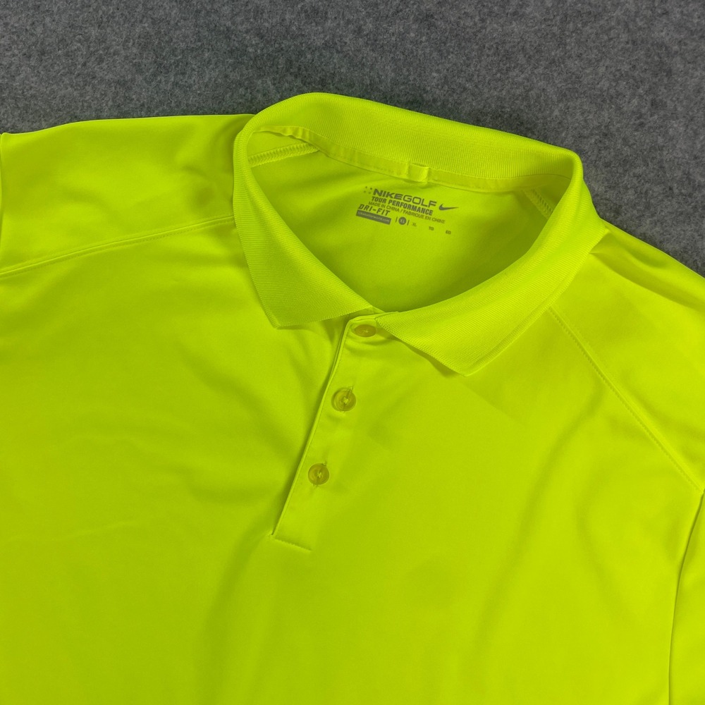 Nike Tour Performance Mens Polo Shirt XL Neon Yellow Short Sleeve Athletic Golf